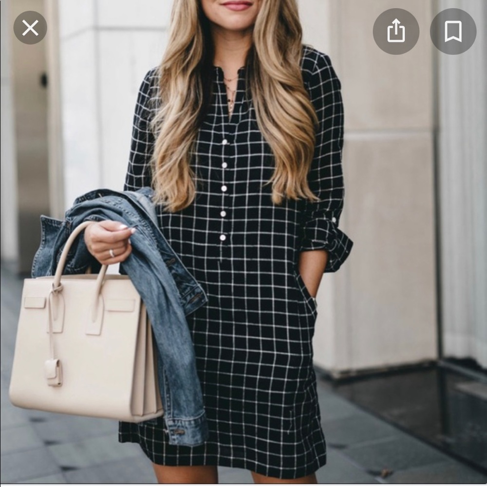soft Joie black and white plaid tunic dress